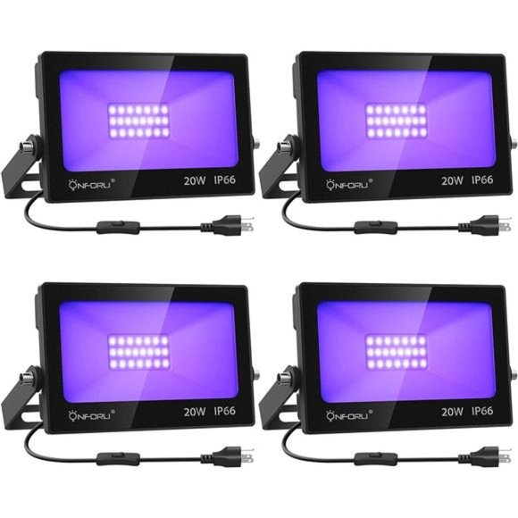 4 Pack 20W LED Black Lights, Blacklight Flood Light with Plug and Switch - Picture 1 of 6